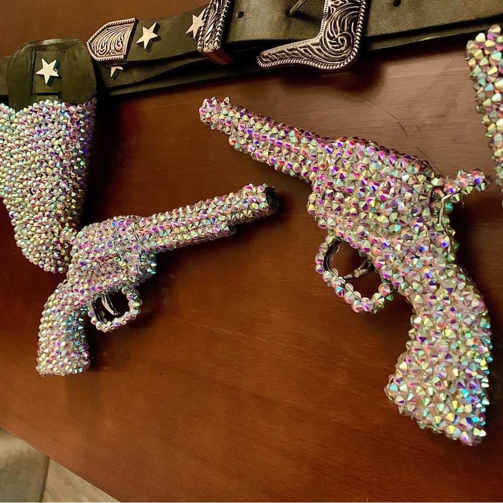Handmade Custom Barbie Rhinestone Space Cowboy Western Guns and Holsters Belt - Picture 3 of 7